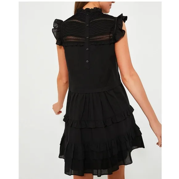 POMANDER PLACE Black Cecilia Ruffle Dress