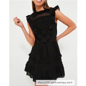 POMANDER PLACE Black Cecilia Ruffle Dress