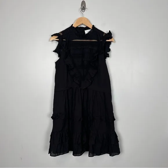 POMANDER PLACE Black Cecilia Ruffle Dress