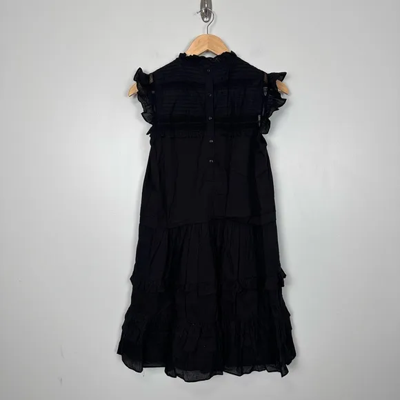 POMANDER PLACE Black Cecilia Ruffle Dress