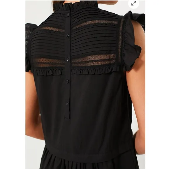 POMANDER PLACE Black Cecilia Ruffle Dress