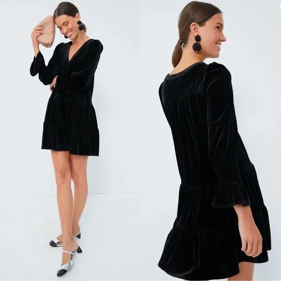 POMANDER PLACE Black Velvet Kenzo Tired Mini Dress