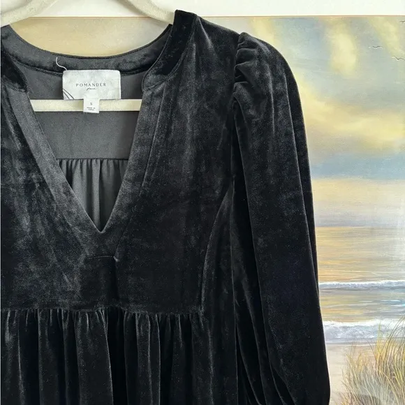 POMANDER PLACE Black Velvet Kenzo Tired Mini Dress