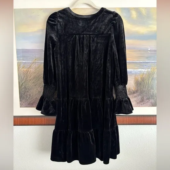 POMANDER PLACE Black Velvet Kenzo Tired Mini Dress