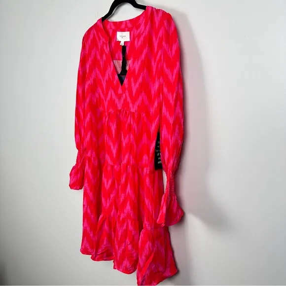 POMANDER PLACE Hot Pink Ikat Kenzo Dress Large