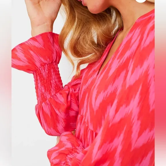 POMANDER PLACE Hot Pink Ikat Kenzo Dress Large