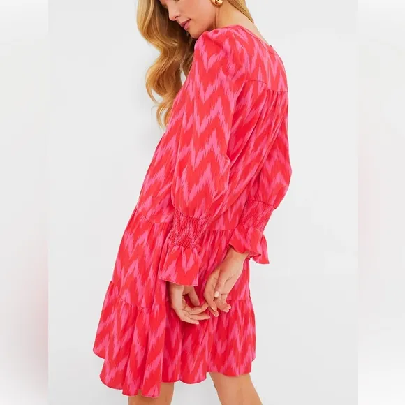 POMANDER PLACE Hot Pink Ikat Kenzo Dress Large