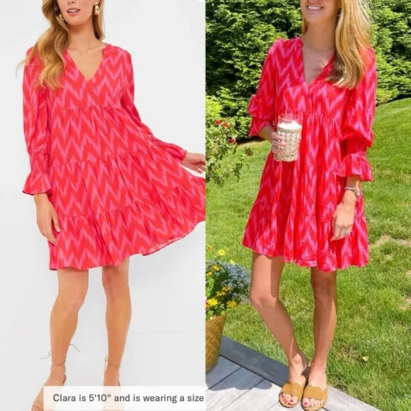 POMANDER PLACE Hot Pink Ikat Kenzo Dress Large