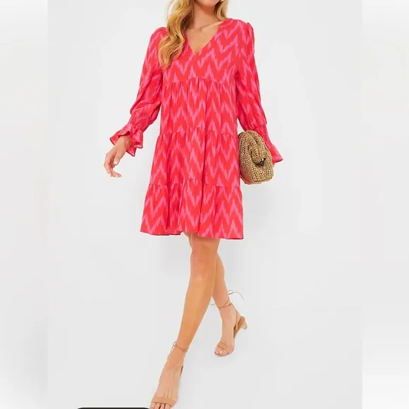 POMANDER PLACE Hot Pink Ikat Kenzo Dress Large