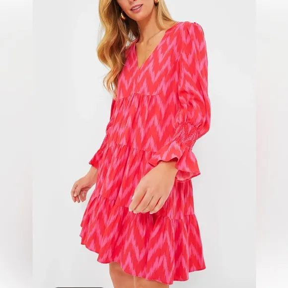 POMANDER PLACE Hot Pink Ikat Kenzo Dress Large