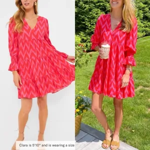 POMANDER PLACE Hot Pink Ikat Kenzo Dress Large