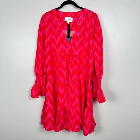 POMANDER PLACE Hot Pink Ikat Kenzo Dress Large