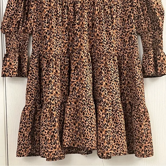 POMANDER PLACE Leopard Kenzo Dress SwingTiered Size XS