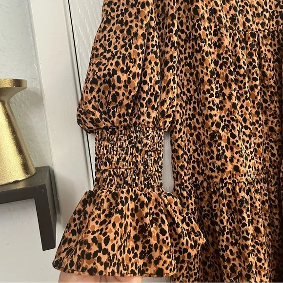 POMANDER PLACE Leopard Kenzo Dress SwingTiered Size XS