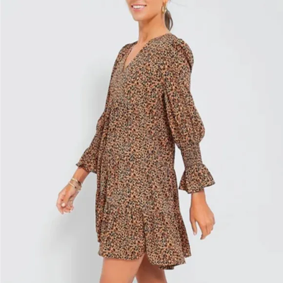 POMANDER PLACE Leopard Kenzo Dress SwingTiered Size XS