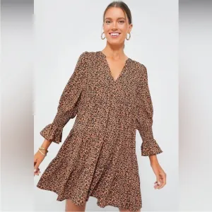 POMANDER PLACE Leopard Kenzo Dress SwingTiered Size XS