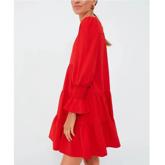 POMANDER PLACE Red Crepe Kenzo Dress