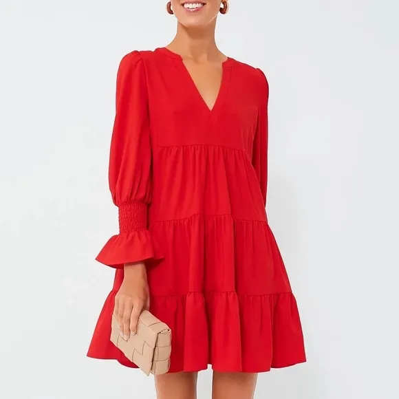 POMANDER PLACE Red Crepe Kenzo Dress
