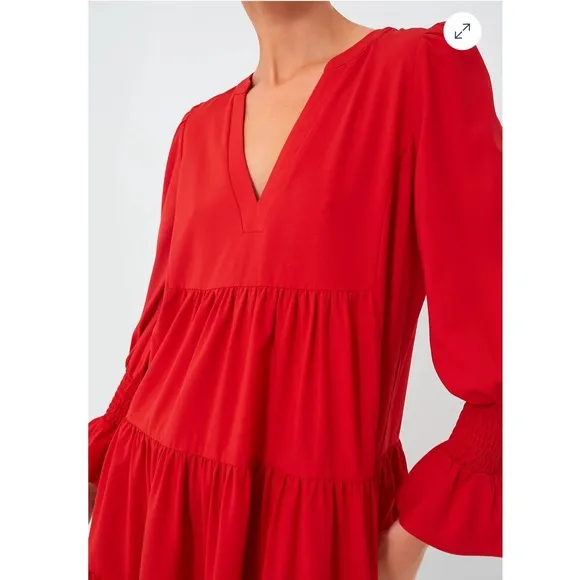 POMANDER PLACE Red Crepe Kenzo Dress