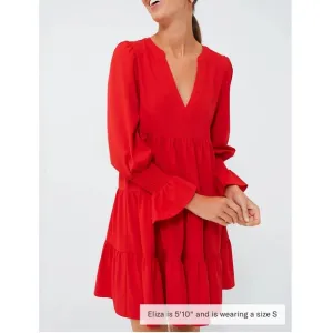 POMANDER PLACE Red Crepe Kenzo Dress