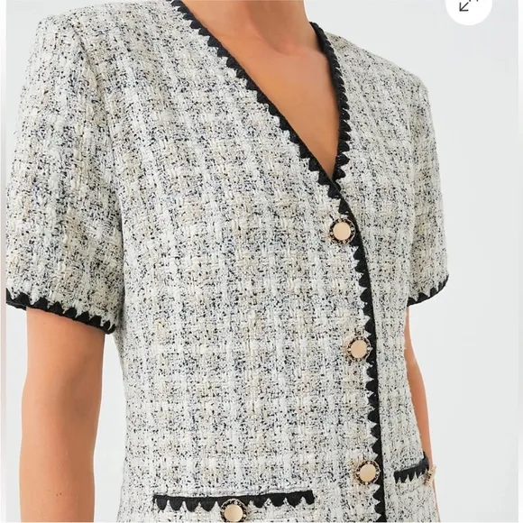 POMANDER PLACE White Tweed Josephine Dress