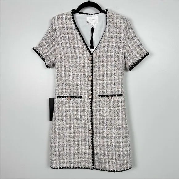 POMANDER PLACE White Tweed Josephine Dress
