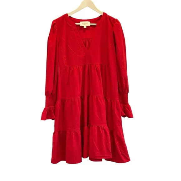 Pomander Place Womens Red Crepe Kenzo Dress Size XL