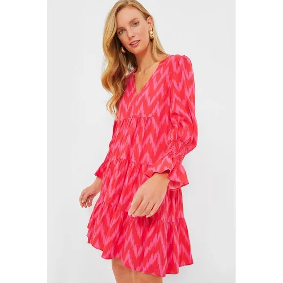 Pomander Place x Tuckernuck Kenzo Dress in Hot Pink Ikat