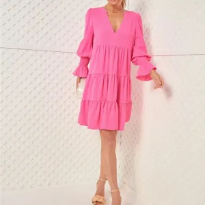 POMANDER PLACEElectric Pink Crepe Kenzo Dress