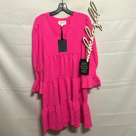 POMANDER PLACEElectric Pink Crepe Kenzo Dress