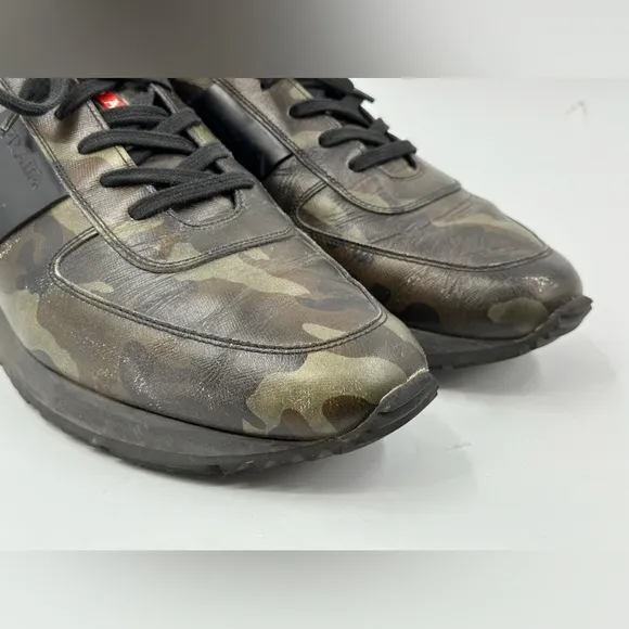 Prada Leather Camo Matchrace Sneakers Size 11