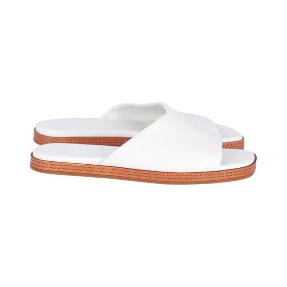 Pre Loved Vince Canella Sandals in White Leather Women Flats