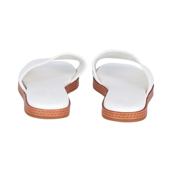 Pre Loved Vince Canella Sandals in White Leather Women Flats