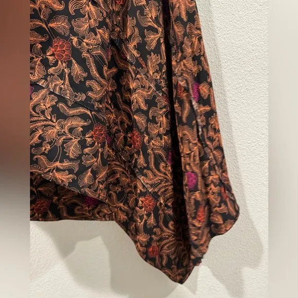 Proenza Schouler Asymetric Floral Sharkbite Crepe De Chine Midi Black Skirt 6