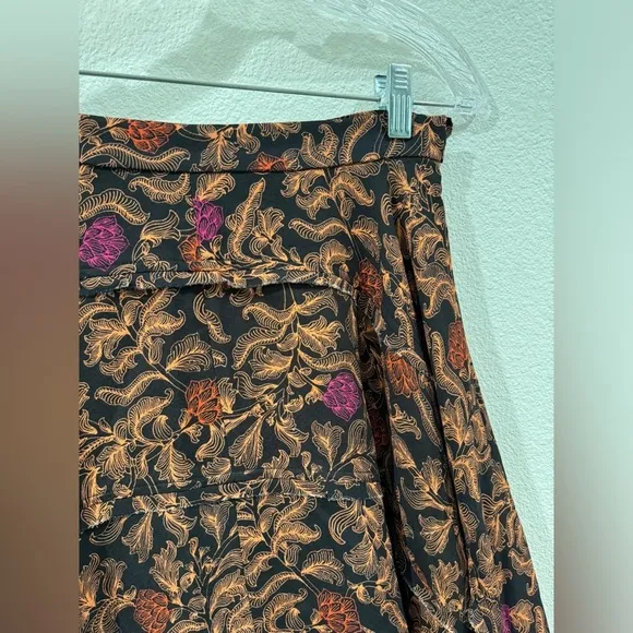 Proenza Schouler Asymetric Floral Sharkbite Crepe De Chine Midi Black Skirt 6