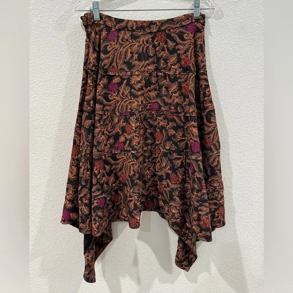 Proenza Schouler Asymetric Floral Sharkbite Crepe De Chine Midi Black Skirt 6