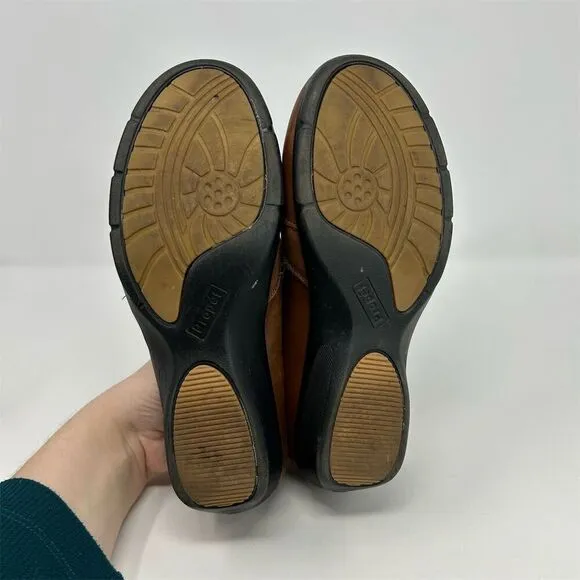 Propet Wendy Cognac Brown Leather Loafers Size 8.5 Extra Wide Casual Zip Comfort