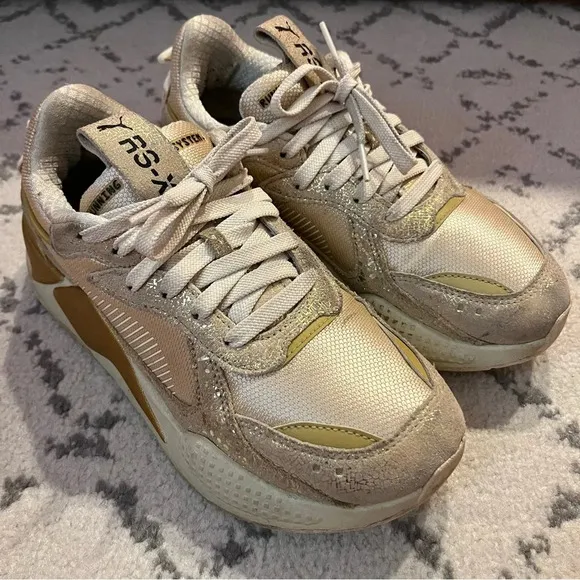 PUMA RS-X Winter Glimmer Gold Chunky Dad Shoes Sneakers