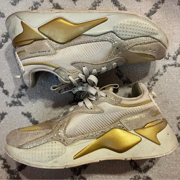 PUMA RS-X Winter Glimmer Gold Chunky Dad Shoes Sneakers
