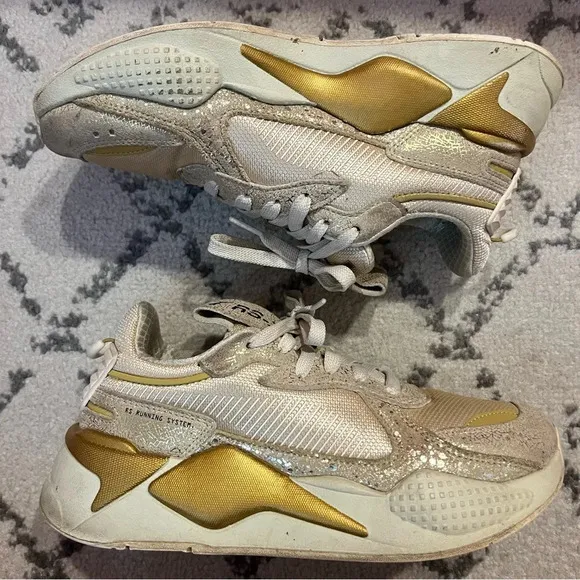 PUMA RS-X Winter Glimmer Gold Chunky Dad Shoes Sneakers
