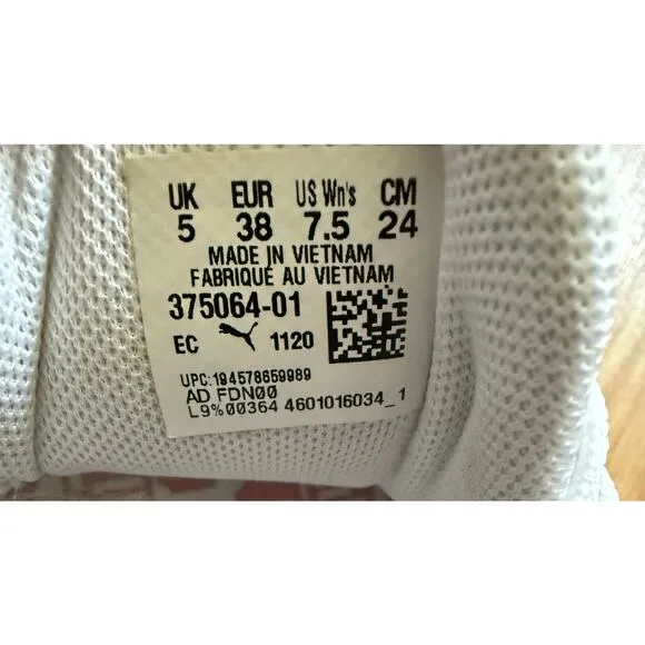 Puma Women's Love Perf White Pink Sneakers Trainers  Size 7.5 Retro Casual