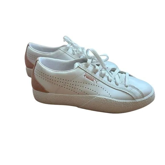 Puma Women's Love Perf White Pink Sneakers Trainers  Size 7.5 Retro Casual