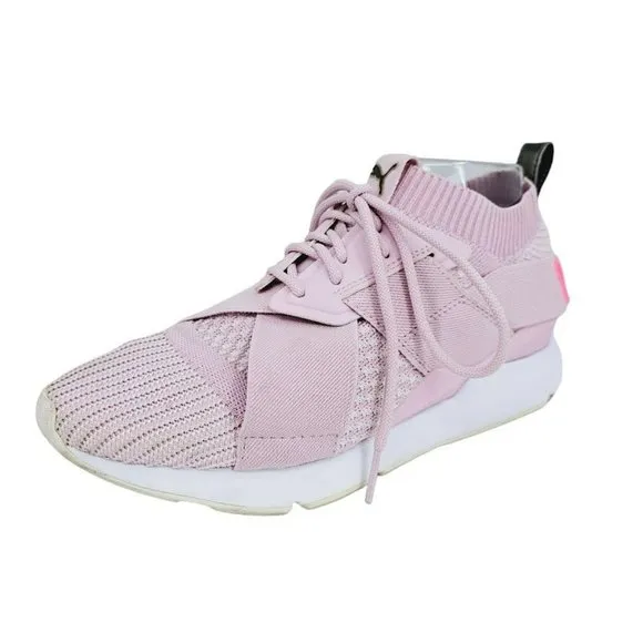 Puma Womens Muse Evoknit Lace Up Sneakers 7 Winsome Orchid Stretch Sock Athletic