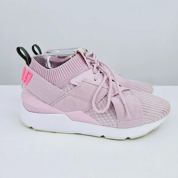 Puma Womens Muse Evoknit Lace Up Sneakers 7 Winsome Orchid Stretch Sock Athletic