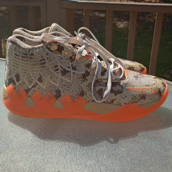 Puma X Melo Khaki Camo And Orange Sneakers