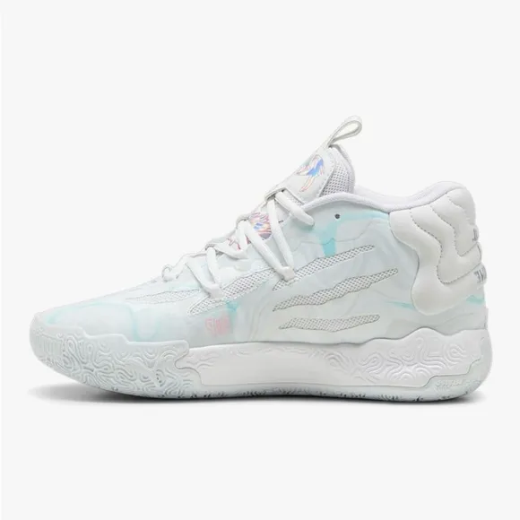 Puma X Melo MB.03 Iridescent Unisex White Athletic Sneakers