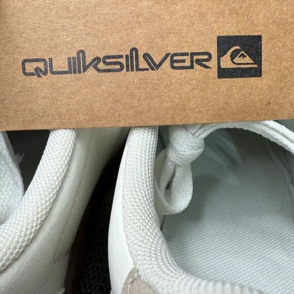 Quiksilver Torrance Mens Size 10 White &amp; Beige Leather and Suede Sneakers