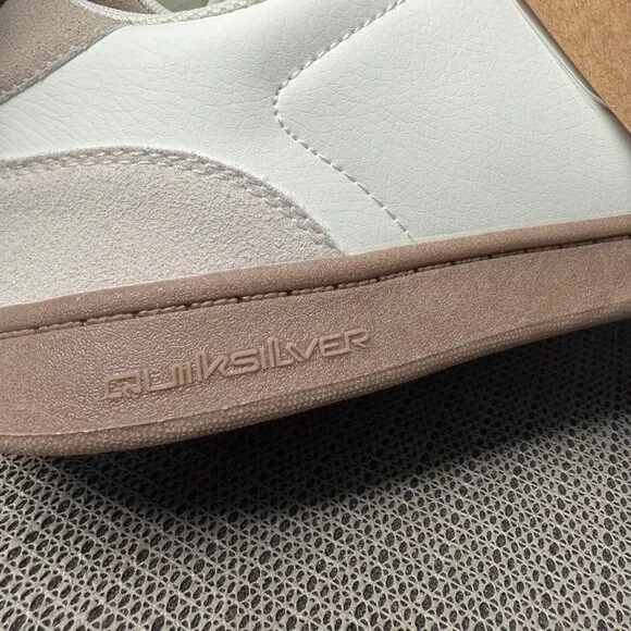 Quiksilver Torrance Mens Size 10 White &amp; Beige Leather and Suede Sneakers