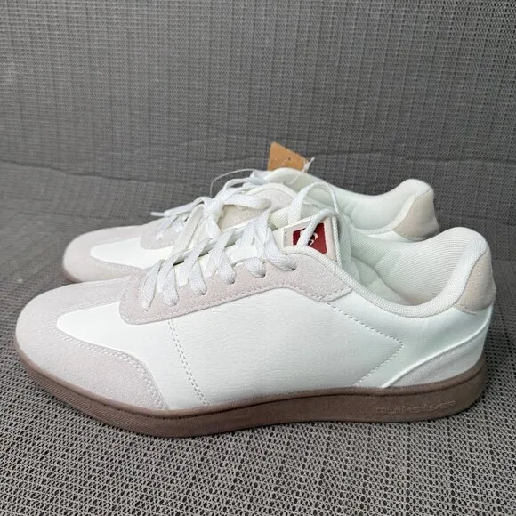 Quiksilver Torrance Mens Size 10 White &amp; Beige Leather and Suede Sneakers