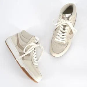 Rag &amp; Bone Retro Court Mid Sneakers Goat Nubuck Leather Cream Grey Women's 36.5
